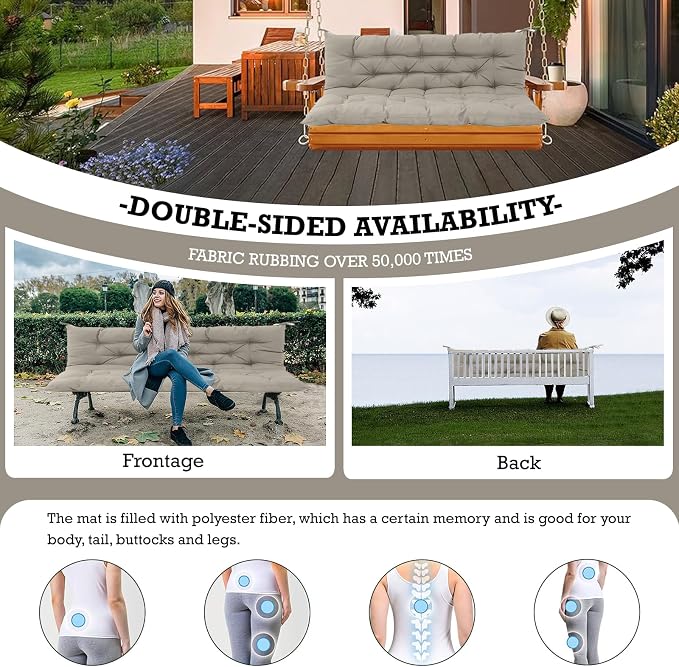 Outside Benches Cushion with Backrest, Thicken Waterproof Swing Cushions 2/3 - Image 4