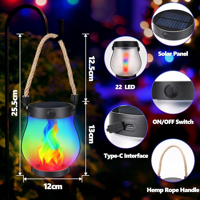 Christmas Solar Flame Lantern Hanging Outdoor Waterproof - Image 2
