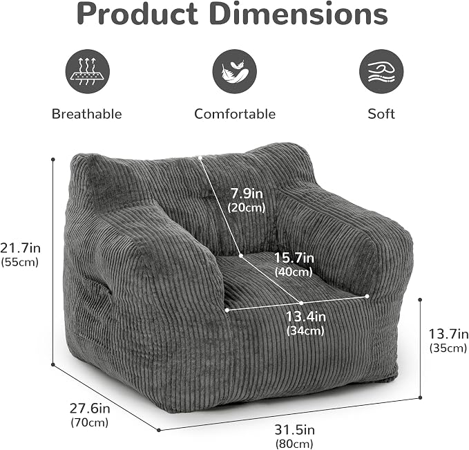 Pamapic 32" Bean Bag Chair, Single Sofa, Ultra Soft Dutch Velvet, Fluffy - Image 2