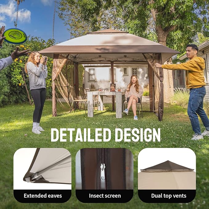 CROWN SHADES 11x11 Pop Up Gazebo, Patented One Push Outoor Canopy Tent - Image 3