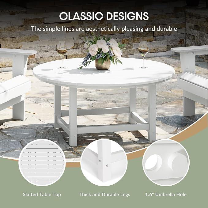 WestinTrends Malibu Low Outdoor HDPE Round Patio Coffee Table - Image 8