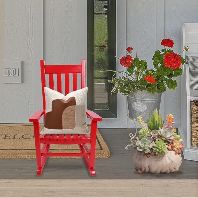 Kids Rocking Chair Set of 2 for Toddlers and Children Comfy Wooden Recliner - Image 9