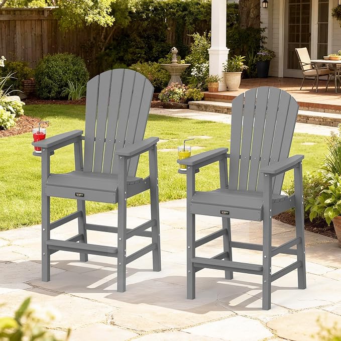 VINGLI Tall Adirondack Chairs Set of 2, All-Weather Plastic Adirondack Chair - Image 7