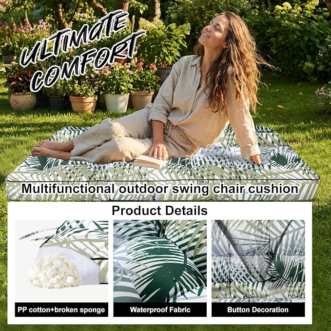 Waterproof Porch Swing Cushion Replacement, Thick 4" 2–3 Seat Outdoor Swing - Image 6