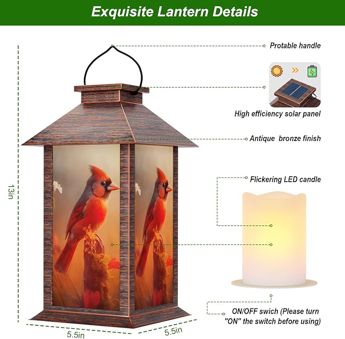 Solar Lanterns Outdoor Waterproof, Cardinal Solar Lights - Image 2