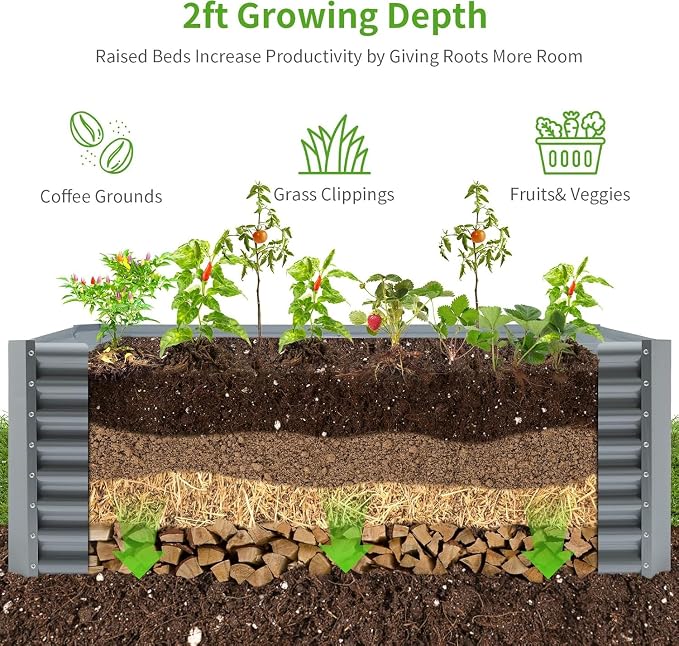 Land Guard 2 Pack 8×4×2ft Galvanized Raised Garden Bed Kit, Galvanized Planter - Image 5