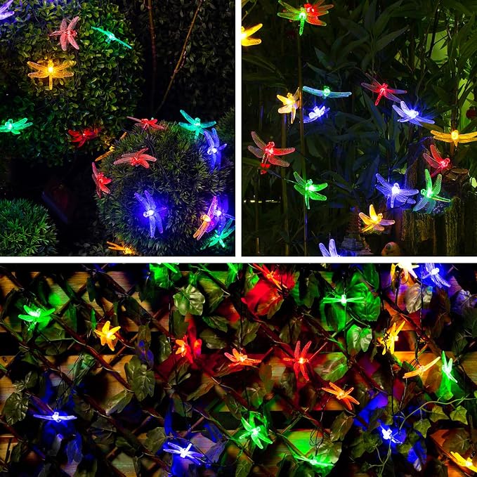 JMEXSUSS Dragonfly Solar String Lights Outdoor, 25.6FT 30 LED Waterproof Solar - Image 5