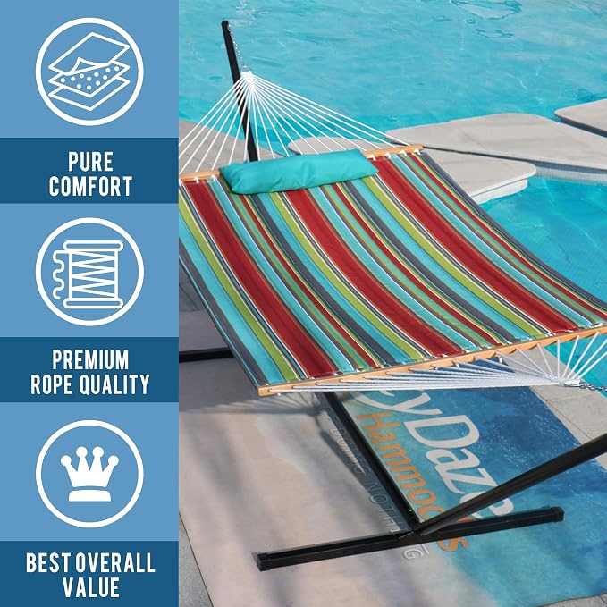 Lazy Daze Hammocks 12 FT Quilted Fabric Double Hammock - Image 6