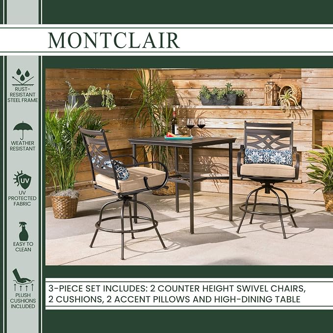 Hanover Montclair 3-Piece Outdoor High-Dining Set - Image 4