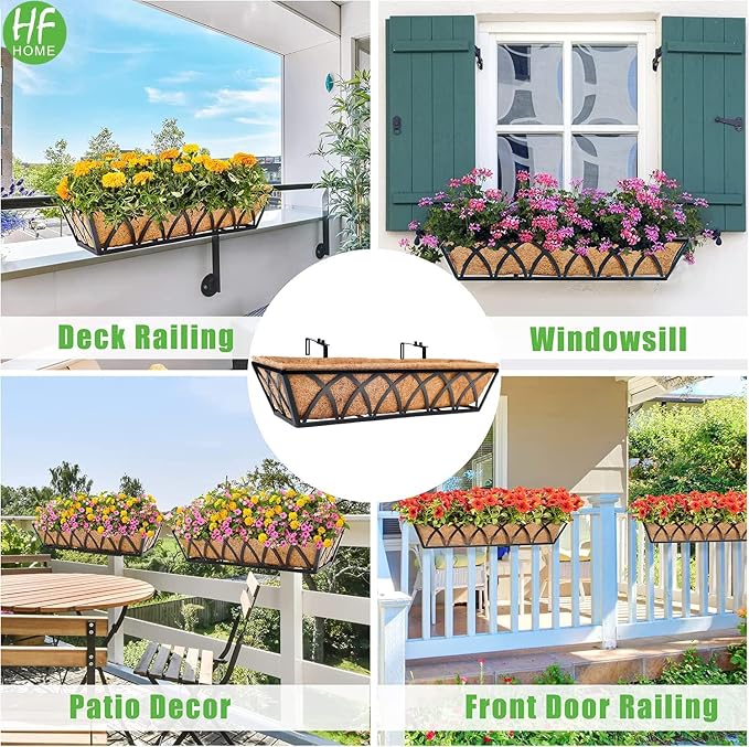 HFHOME 24 inch Window Deck Rail Planter Including Coco Liner - Image 8