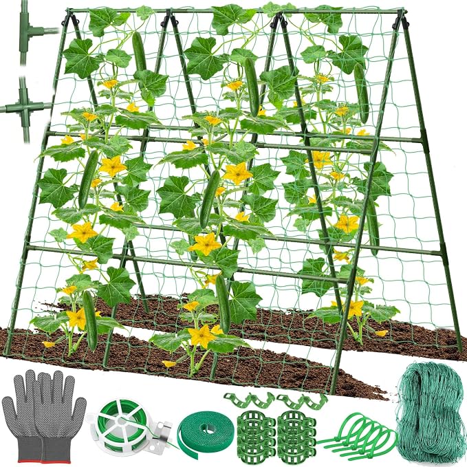 Cucumber Trellis for Raised Bed, 50x 54 inch A-Frame Garden Trellis for by tetutor