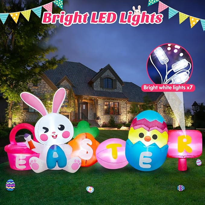 MICOCAH 8 FT Long Easter Inflatables Outdoor Decorations, Inflatable Painting - Image 3