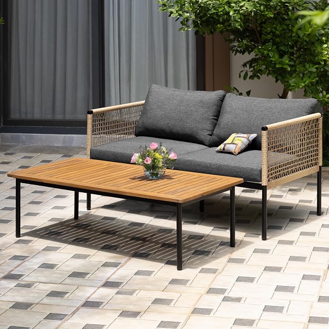 Idzo Oscar Wicker Metal Loveseat - Image 2
