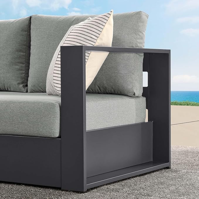 Modway Tahoe Aluminum Modular Right-Facing Outdoor Patio Loveseat Gray - Image 9