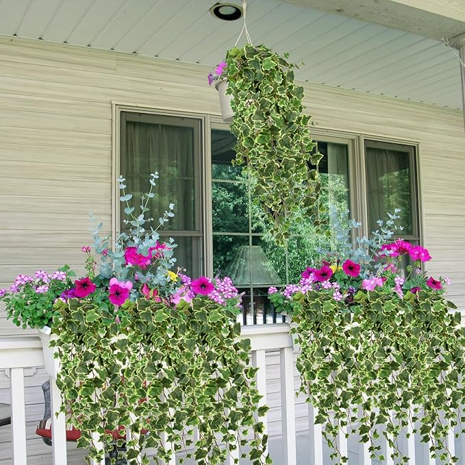 Hollyone Artificial Hanging Plants 35.4" Fake Ivy Vine Faux Ivy Leaves Fire and - Image 5