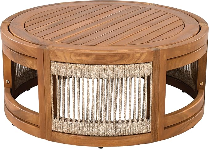 Christopher Knight Home Nesbit 4 Pieces Conversation Set, Acacia Wood Chat Set - Image 11