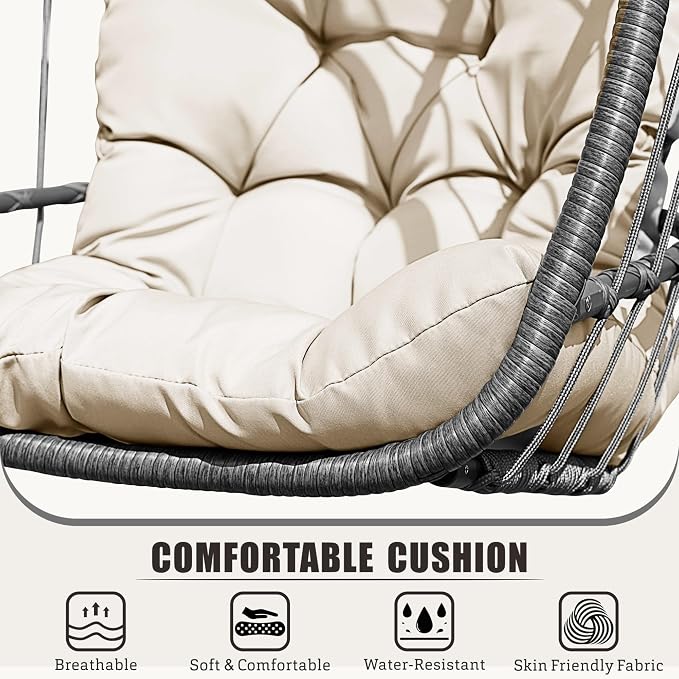 FREDEES Egg Swing Chair with Stand, Outdoor Hanging Egg Chair with Cushion - Image 6