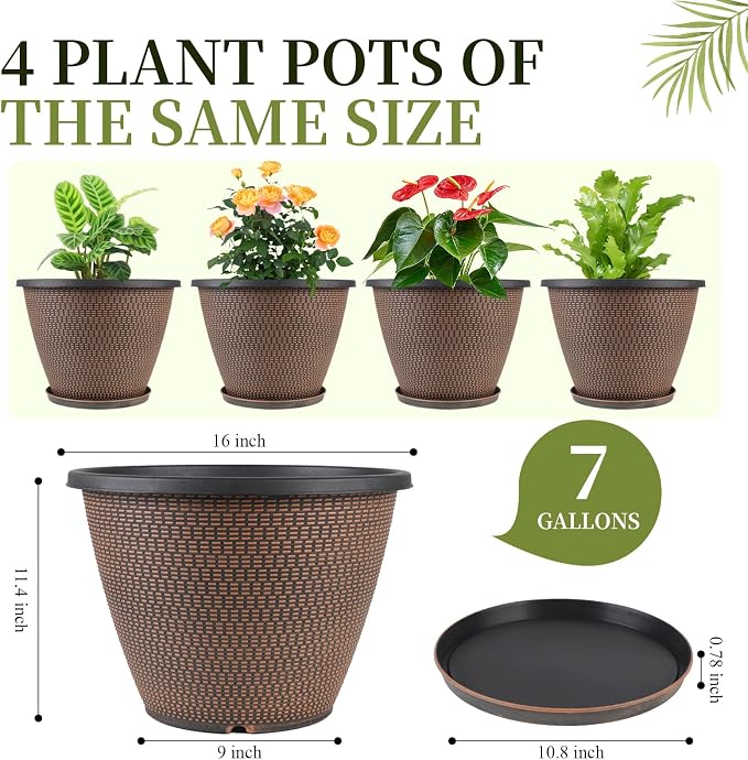 16 inch Plant Pots, Large Planters - Image 2