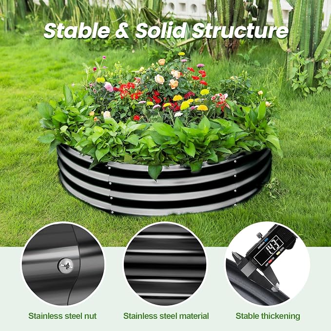 Land Guard 3×3×1ft Galvanized Raised Garden Bed Kit, Round Galvanized Planter - Image 4