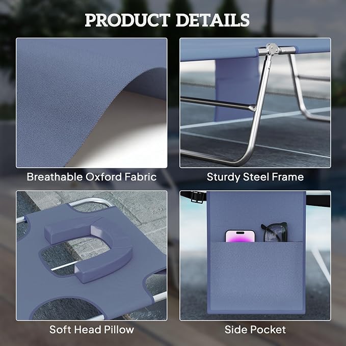 Outsunny Folding Beach Lounge Chair - Image 6