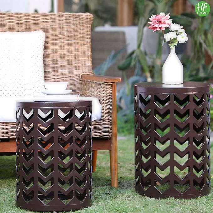 HFHOME Round Nesting Coffee Tables, Heavy Duty Metal Stacking Side Tables - Image 7