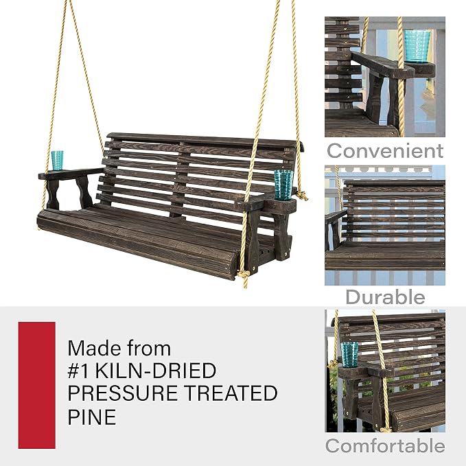 Amish Casual Heavy Duty 800 Lb Roll Back Treated Porch Swing - Image 5