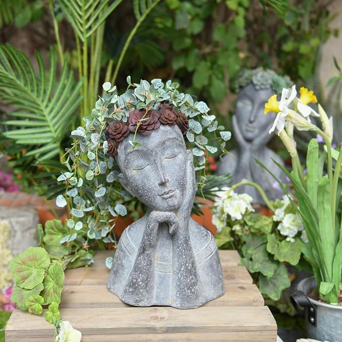Newman House Studio Succulents Face Planters Pots Head - Image 5