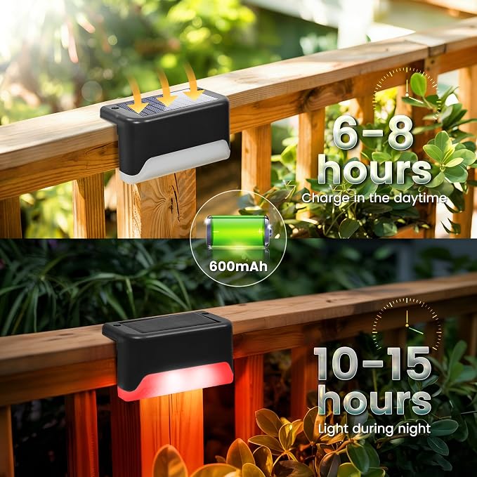 SOLPEX Solar Deck Lights Outdoor, Solar Fence Lights Waterproof LED Step Light - Image 6