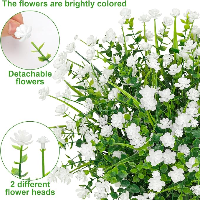 20 Bundles Artificial Flowers for Outdoors Fake Plastic Flowers UV Resistant - Image 3