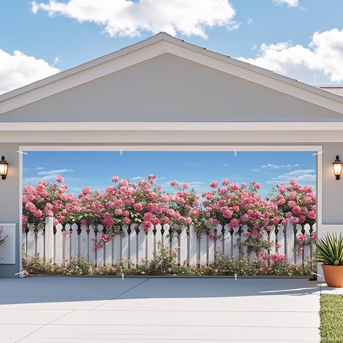Rose Garden Garage Door Banner 6x13FT, Large Outdoor Floral Decoration - Image 7