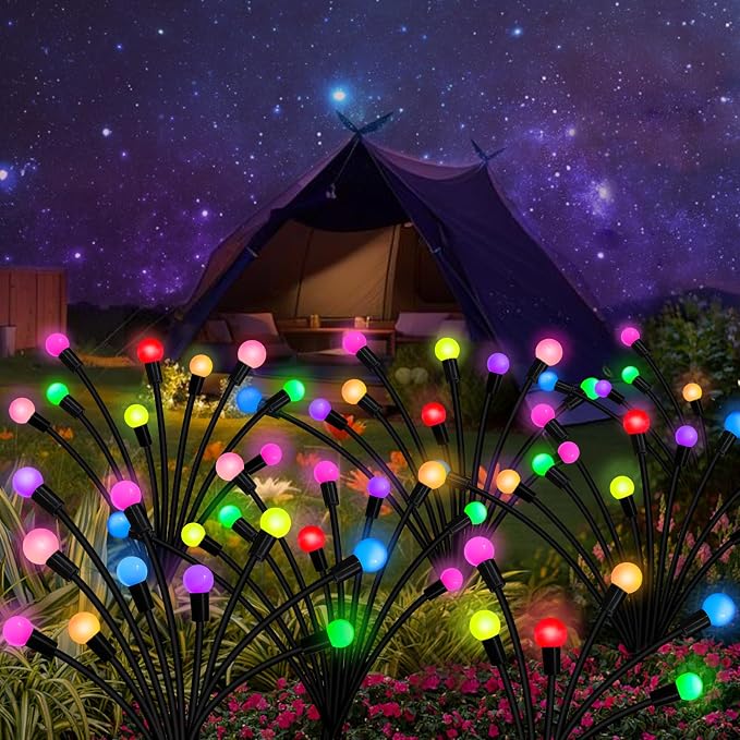 Kohlrabi Solar Garden Lights Outdoor, 10 Pack 80 LED Solar Firefly Lights - Image 7