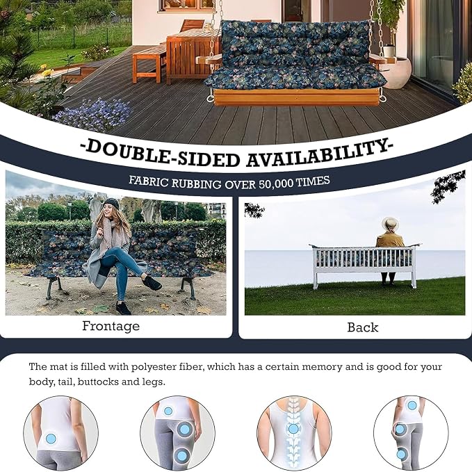 Outside Benches Cushion with Backrest, Thicken Waterproof Swing Cushions 2/3 - Image 7