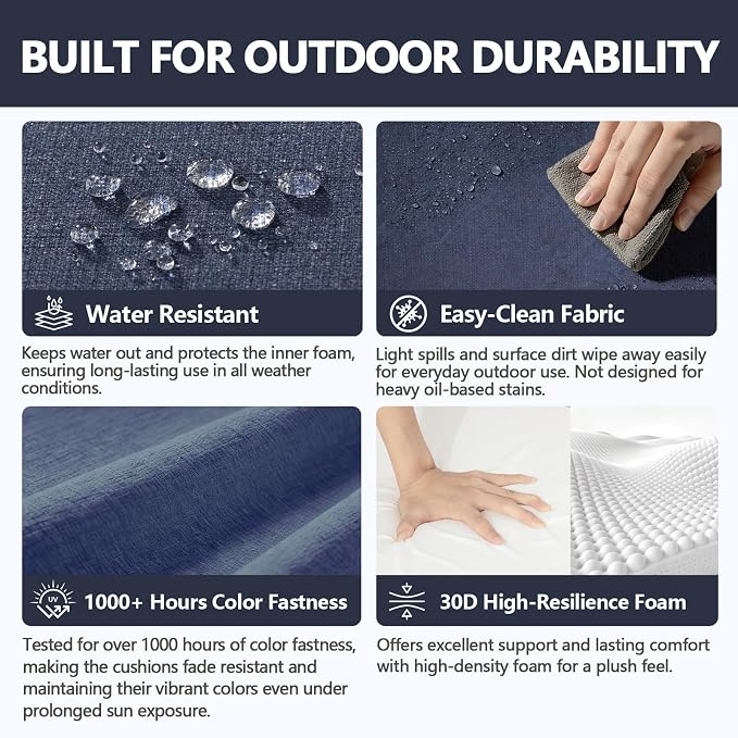 Goodgoods 24 x 28 Outdoor Patio Deep Seat Cushions 2-Pack, 1000+ Hours - Image 3