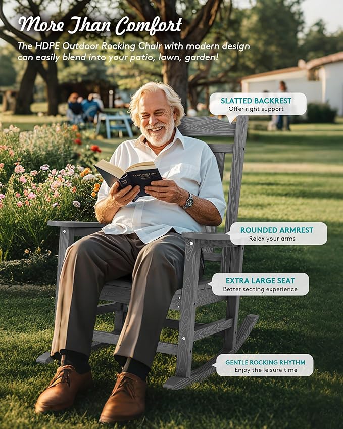 SERWALL HDPE Outdoor Rocking Chair - Image 8