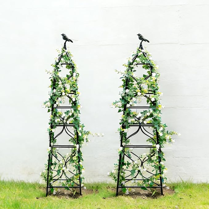 aboxoo Set of 2 Packs Sturdy Metal Garden Obelisk Trellis by aboxoo