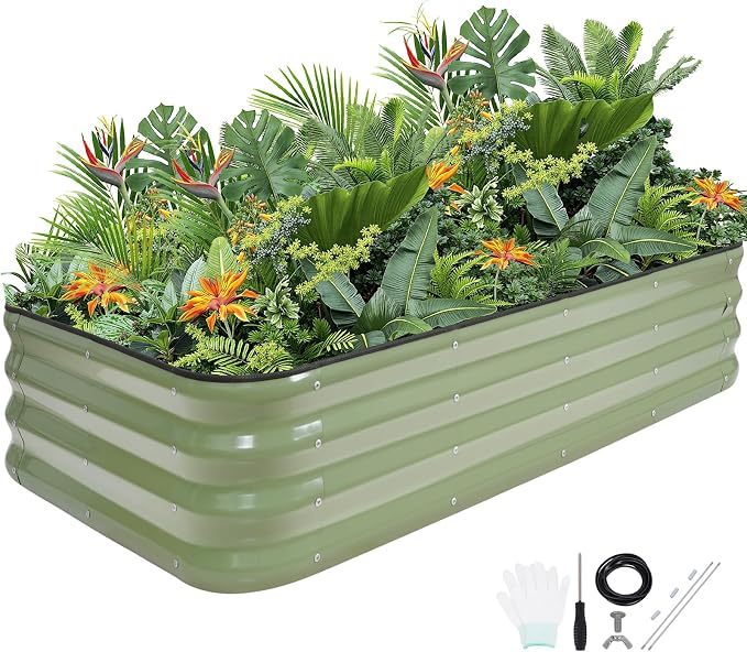 G GOOD GAIN 4-in-1 Adjustable Raised Garden Bed Kit | Galvanized Planter Boxes by GGOODGAIN