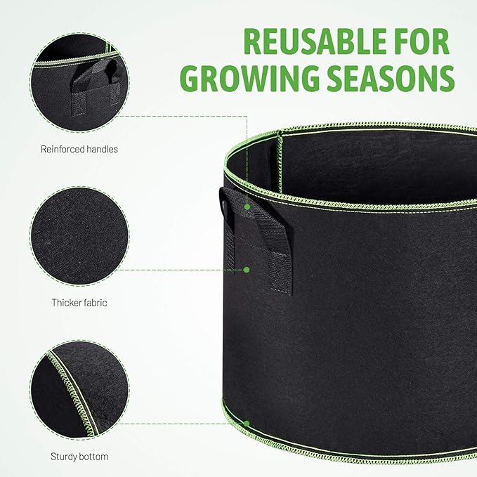 Delxo 10 Pack 15 Gallon Heavy Duty Aeration Fabric Pots Thickened Nonwoven - Image 3