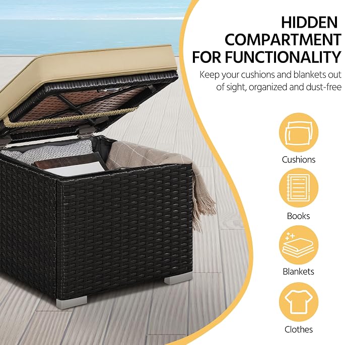 Yaheetech Wicker Ottomans, Outdoor/Indoor Footstools, Additional Seating - Image 8