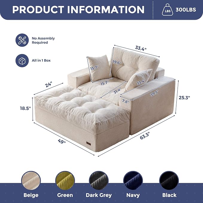 MAXYOYO Modular Sectional Chaise Lounge Sofa, Upholstered Lounge Chair - Image 2