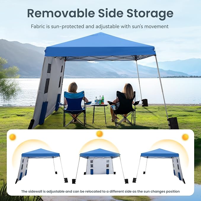 PHI VILLA Canopy with One Sidewalls, Angled Leg 12 x 12 UV Block Sun Shade - Image 2