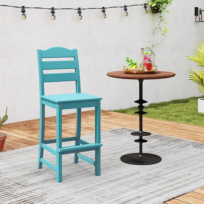 Giantex Outdoor HDPE Bar Stool, Patio Tall Bar Chair - Image 2