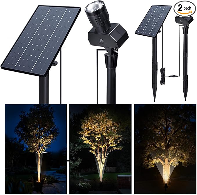 Solar Spot Lights Outdoor, Adjustable Angle Waterproof Landscape Spotlight by Varmtalys
