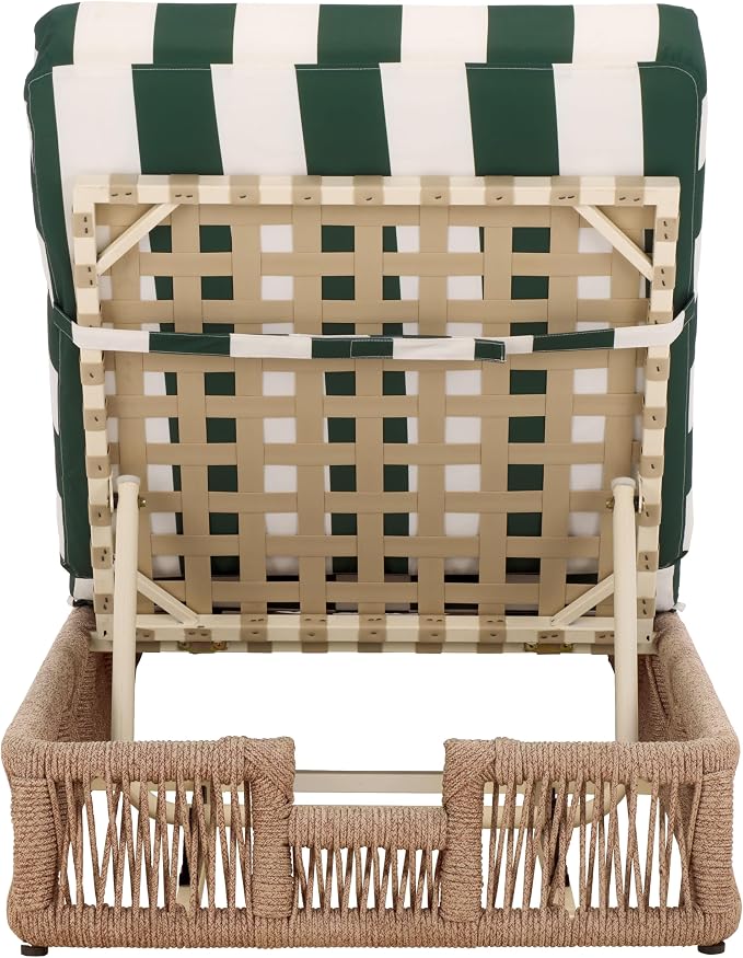 SAFAVIEH Outdoor Collection Gillian Heather Tan & Hunter Green Stripe Chaise - Image 10