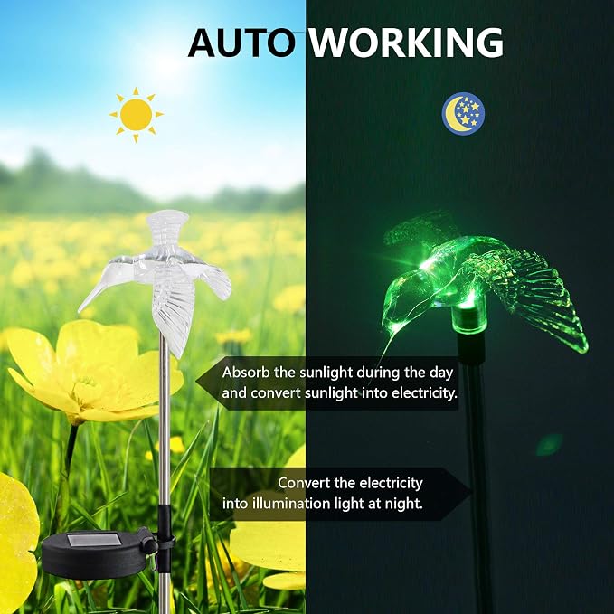 Solar Powered Outdoor Garden LED Light Color Charging Figurine Stake Landscape - Image 3