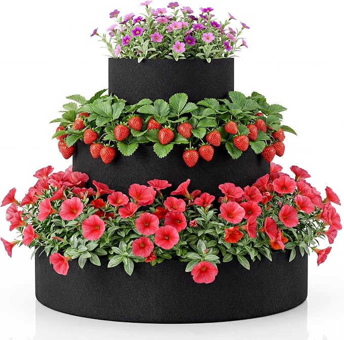 3 Tiered Strawberry Planter for Outdoor Plants, 23.6 Inch Heavy Duty Strawberry by Unknown