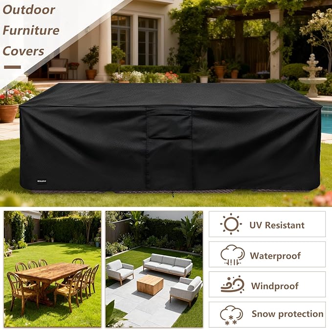 Rectangular Patio Furniture Covers, Upgraded 600D Heavy Duty Outdoor Furniture - Image 6
