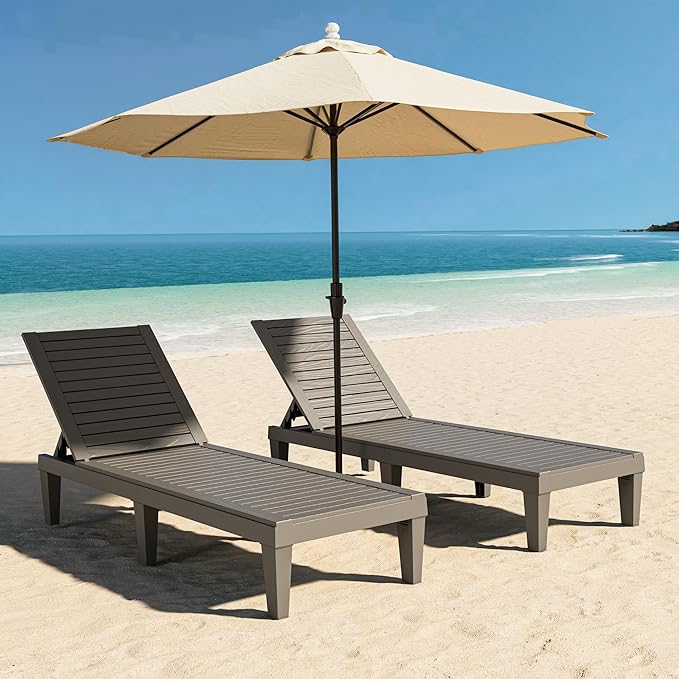Outdoor Chaise Lounge Set of 2, Lightweight Patio Chairs, Waterproof Sun - Image 4