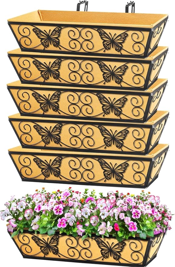 6 Pack 24 Inch Window Boxes Planters Railing Planter Box by KarlliuHOMEGARDEN