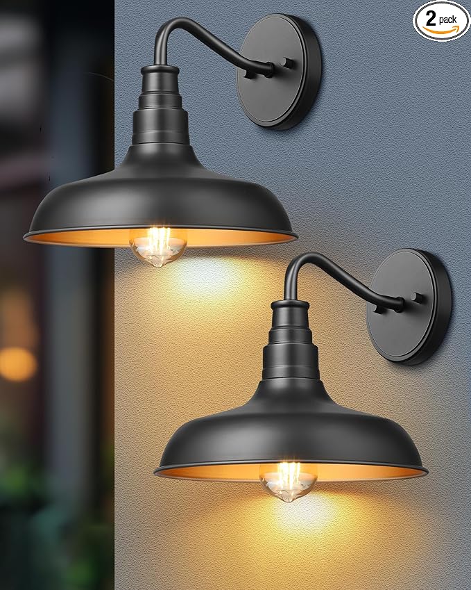 DEWENWILS 2 Pack Outdoor Wall Light, Gooseneck Barn Light Fixture, Farmhouse by DEWENWILS