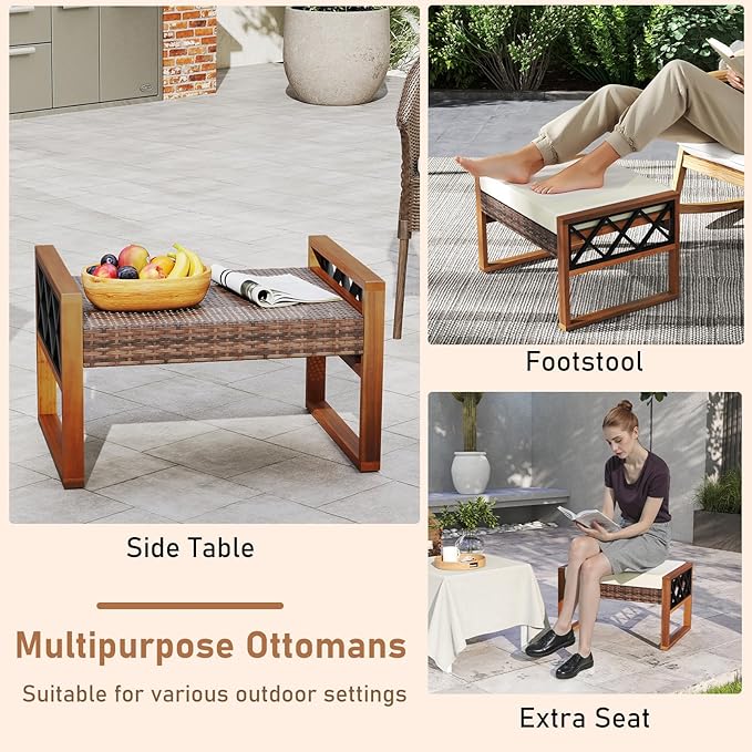 RELAX4LIFE Wicker Outdoor Ottomans - Image 4
